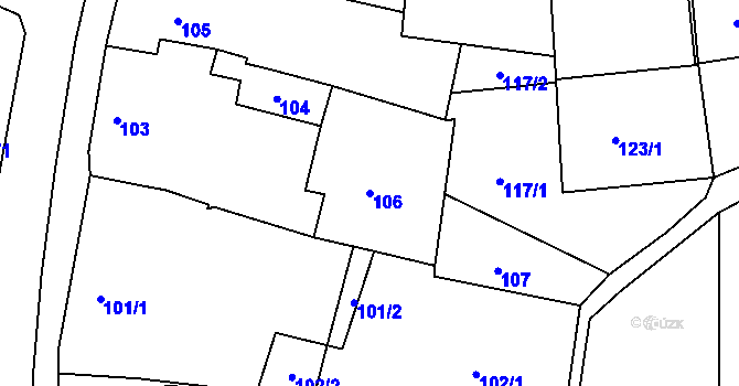 Parcela st. 106 v KÚ Jesenice u Rakovníka, Katastrální mapa