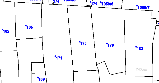 Parcela st. 173 v KÚ Jesenice u Rakovníka, Katastrální mapa