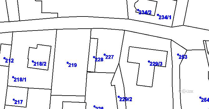 Parcela st. 227 v KÚ Jesenice u Rakovníka, Katastrální mapa