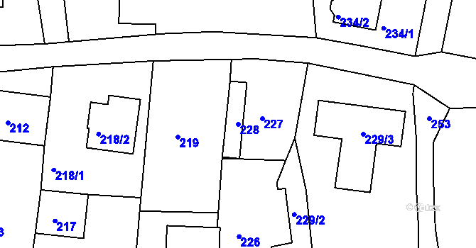 Parcela st. 228 v KÚ Jesenice u Rakovníka, Katastrální mapa