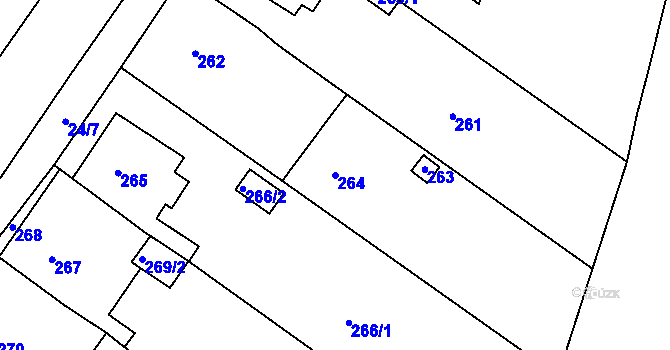Parcela st. 264 v KÚ Jesenice u Rakovníka, Katastrální mapa