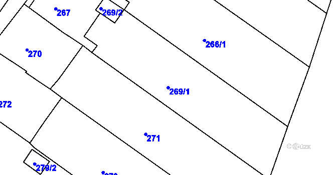 Parcela st. 269/1 v KÚ Jesenice u Rakovníka, Katastrální mapa