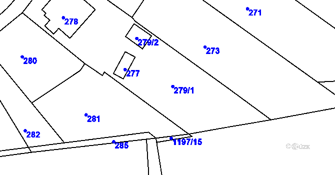 Parcela st. 279 v KÚ Jesenice u Rakovníka, Katastrální mapa