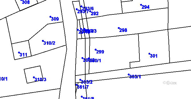 Parcela st. 299 v KÚ Jesenice u Rakovníka, Katastrální mapa