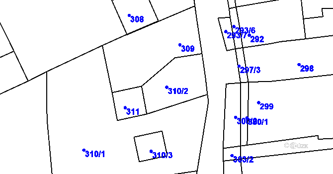 Parcela st. 310/2 v KÚ Jesenice u Rakovníka, Katastrální mapa