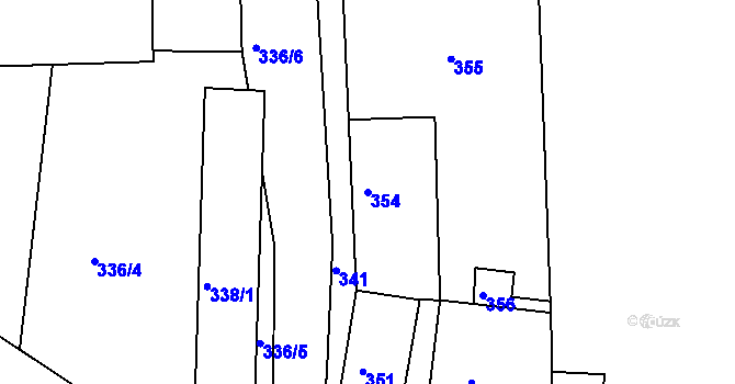 Parcela st. 354 v KÚ Jesenice u Rakovníka, Katastrální mapa