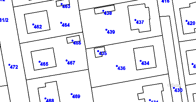 Parcela st. 435 v KÚ Jesenice u Rakovníka, Katastrální mapa