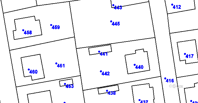 Parcela st. 441 v KÚ Jesenice u Rakovníka, Katastrální mapa