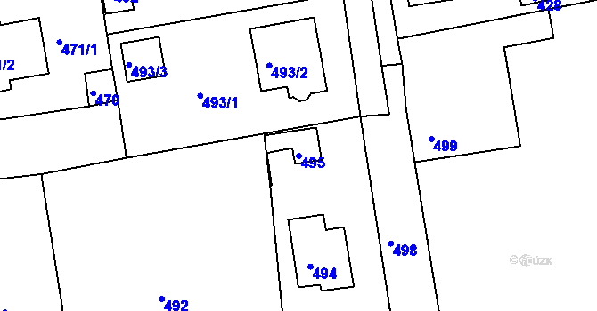 Parcela st. 495 v KÚ Jesenice u Rakovníka, Katastrální mapa