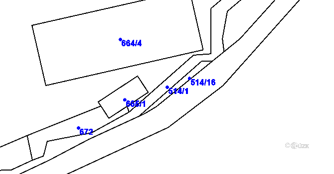 Parcela st. 514/1 v KÚ Jesenice u Rakovníka, Katastrální mapa