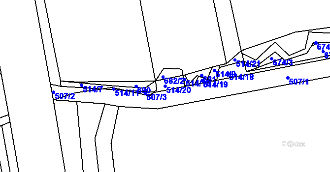 Parcela st. 514/20 v KÚ Jesenice u Rakovníka, Katastrální mapa