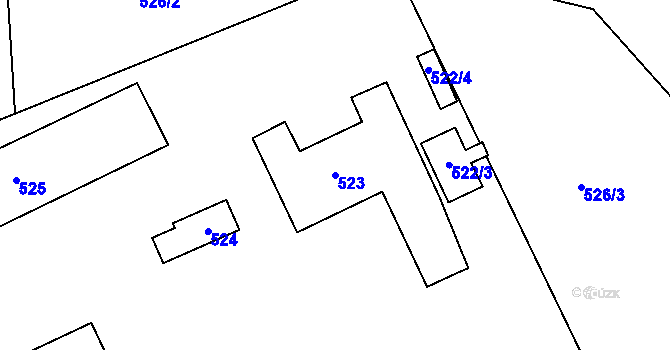 Parcela st. 523 v KÚ Jesenice u Rakovníka, Katastrální mapa