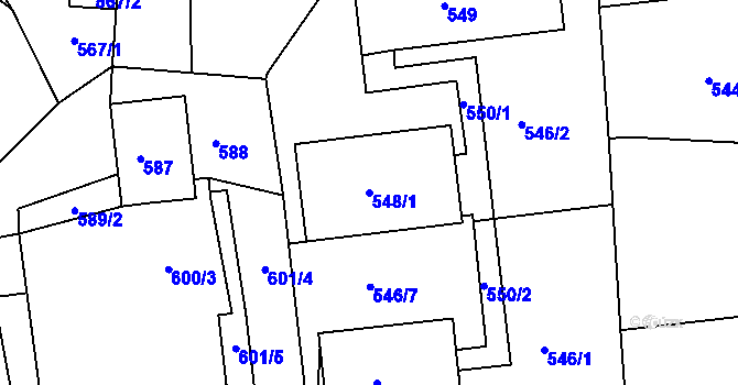 Parcela st. 548/1 v KÚ Jesenice u Rakovníka, Katastrální mapa