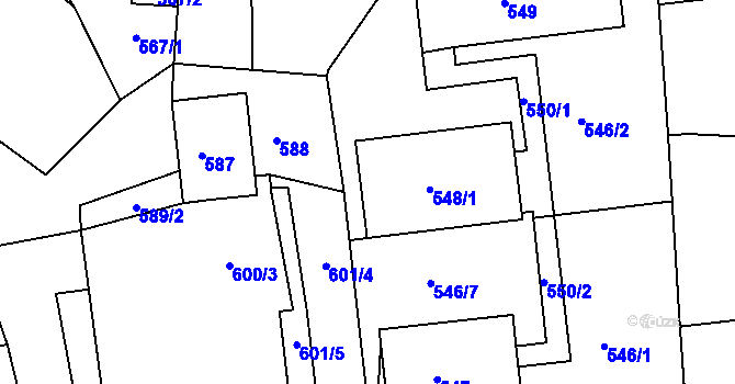 Parcela st. 548/2 v KÚ Jesenice u Rakovníka, Katastrální mapa