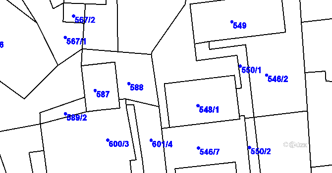 Parcela st. 548/3 v KÚ Jesenice u Rakovníka, Katastrální mapa