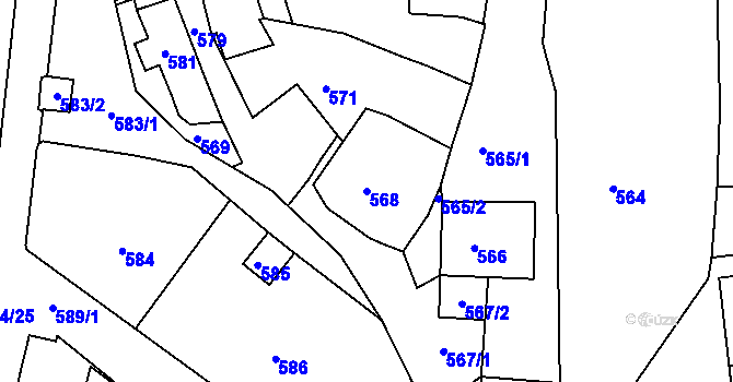 Parcela st. 568 v KÚ Jesenice u Rakovníka, Katastrální mapa