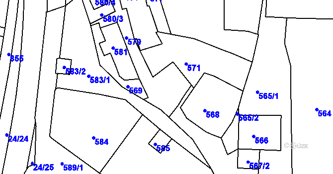 Parcela st. 570 v KÚ Jesenice u Rakovníka, Katastrální mapa