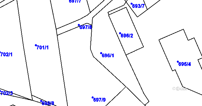 Parcela st. 696/1 v KÚ Jesenice u Rakovníka, Katastrální mapa