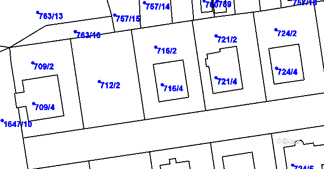 Parcela st. 716/4 v KÚ Jesenice u Rakovníka, Katastrální mapa