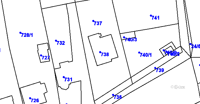 Parcela st. 738 v KÚ Jesenice u Rakovníka, Katastrální mapa