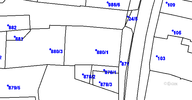 Parcela st. 880/1 v KÚ Jesenice u Rakovníka, Katastrální mapa