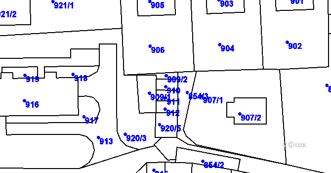 Parcela st. 910 v KÚ Jesenice u Rakovníka, Katastrální mapa