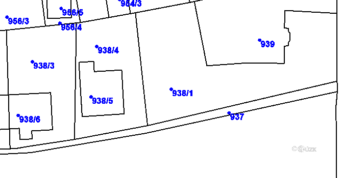 Parcela st. 938/1 v KÚ Jesenice u Rakovníka, Katastrální mapa