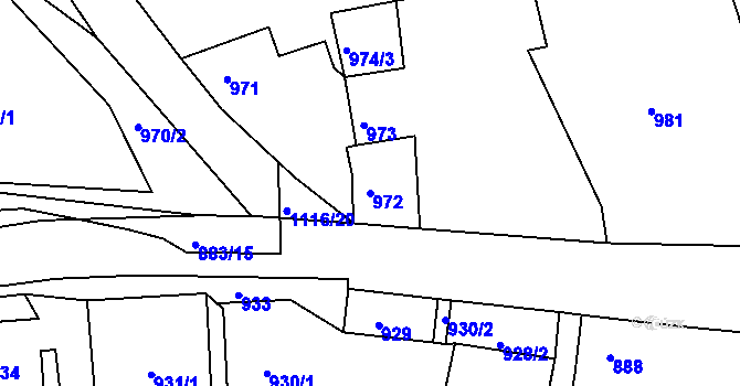 Parcela st. 972 v KÚ Jesenice u Rakovníka, Katastrální mapa