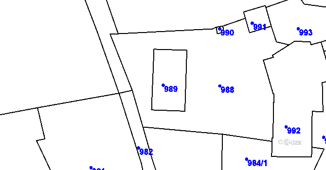 Parcela st. 989 v KÚ Jesenice u Rakovníka, Katastrální mapa
