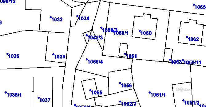 Parcela st. 1059/15 v KÚ Jesenice u Rakovníka, Katastrální mapa