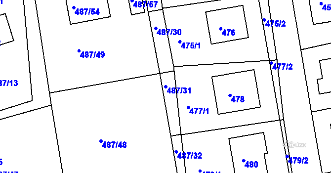 Parcela st. 487/31 v KÚ Jesenice u Rakovníka, Katastrální mapa
