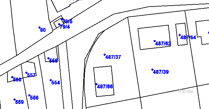 Parcela st. 487/37 v KÚ Jesenice u Rakovníka, Katastrální mapa
