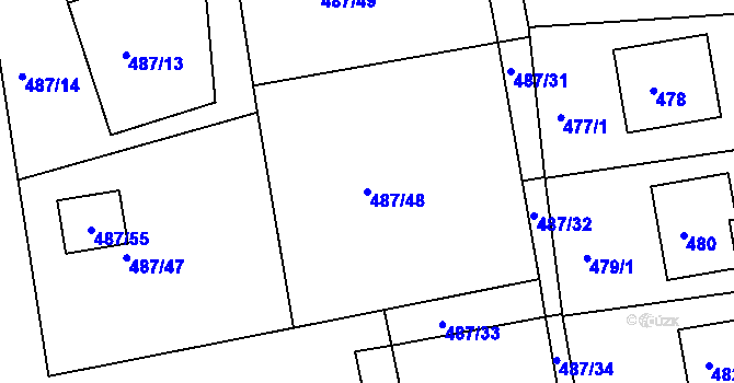 Parcela st. 487/48 v KÚ Jesenice u Rakovníka, Katastrální mapa