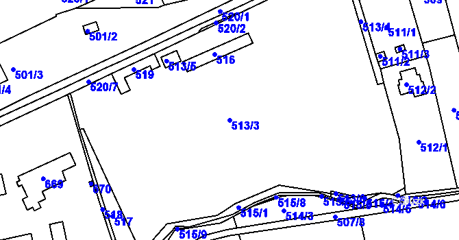 Parcela st. 513/3 v KÚ Jesenice u Rakovníka, Katastrální mapa