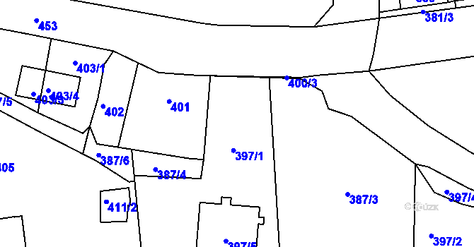 Parcela st. 400/1 v KÚ Jesenice u Rakovníka, Katastrální mapa