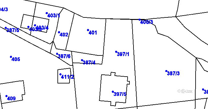 Parcela st. 400/2 v KÚ Jesenice u Rakovníka, Katastrální mapa