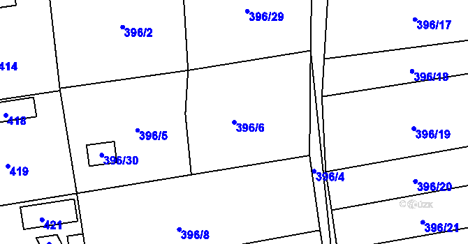 Parcela st. 396/6 v KÚ Jesenice u Rakovníka, Katastrální mapa