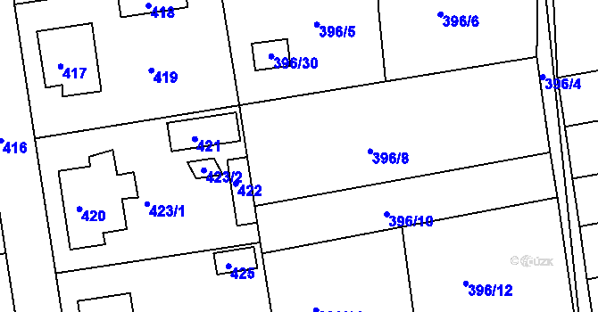 Parcela st. 396/7 v KÚ Jesenice u Rakovníka, Katastrální mapa