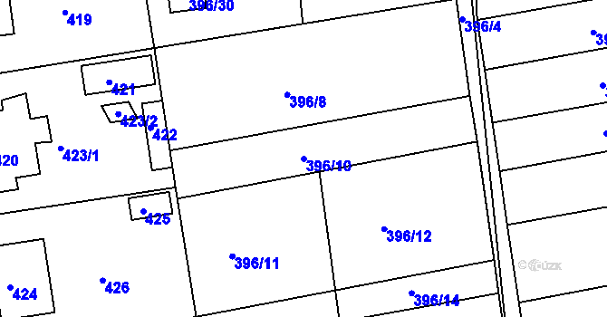 Parcela st. 396/10 v KÚ Jesenice u Rakovníka, Katastrální mapa