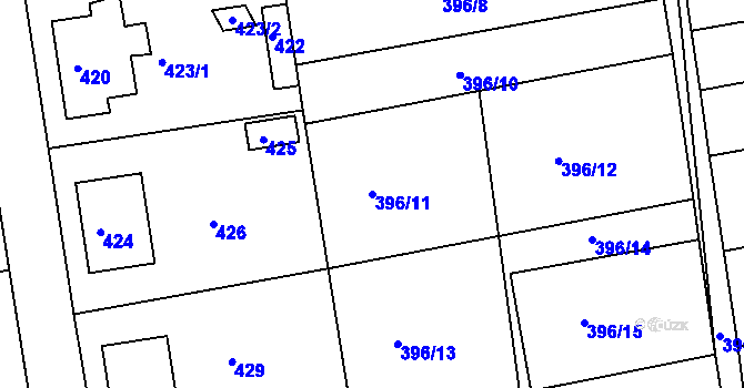 Parcela st. 396/11 v KÚ Jesenice u Rakovníka, Katastrální mapa