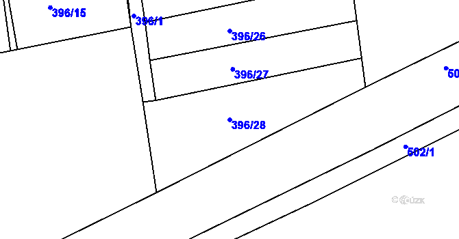 Parcela st. 396/28 v KÚ Jesenice u Rakovníka, Katastrální mapa
