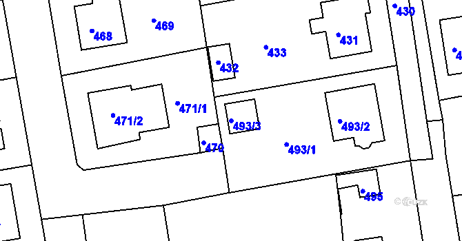 Parcela st. 493/3 v KÚ Jesenice u Rakovníka, Katastrální mapa