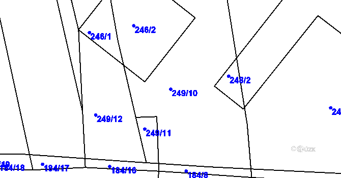 Parcela st. 249/10 v KÚ Jesenice u Rakovníka, Katastrální mapa