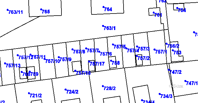 Parcela st. 757/6 v KÚ Jesenice u Rakovníka, Katastrální mapa