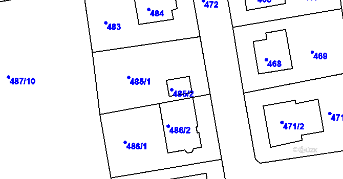 Parcela st. 485/2 v KÚ Jesenice u Rakovníka, Katastrální mapa