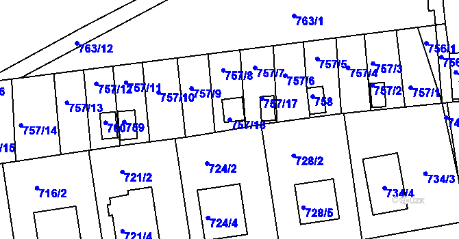 Parcela st. 757/18 v KÚ Jesenice u Rakovníka, Katastrální mapa