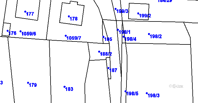 Parcela st. 188/2 v KÚ Jesenice u Rakovníka, Katastrální mapa