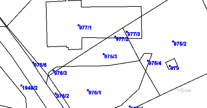Parcela st. 975/3 v KÚ Jesenice u Rakovníka, Katastrální mapa