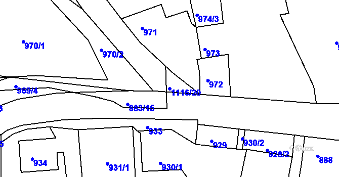 Parcela st. 1116/20 v KÚ Jesenice u Rakovníka, Katastrální mapa