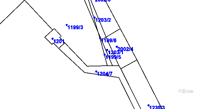 Parcela st. 1199/5 v KÚ Jesenice u Rakovníka, Katastrální mapa